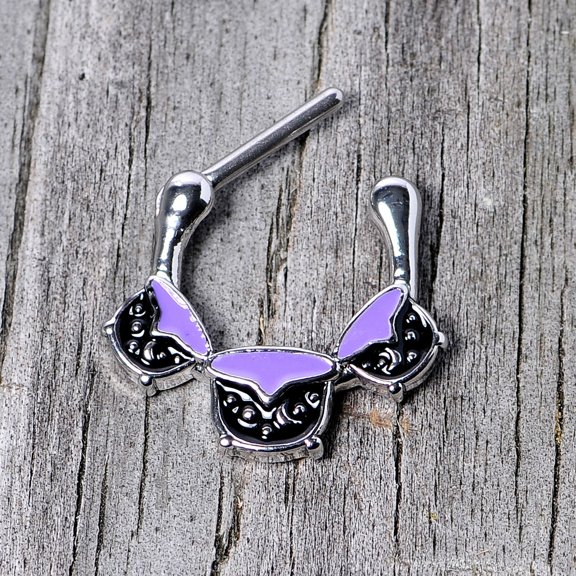 16G 3/8 Black Purple Cauldron Halloween Cartilage Clicker
