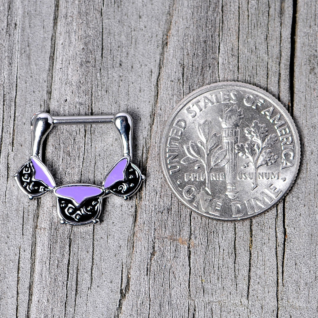 16G 3/8 Black Purple Cauldron Halloween Cartilage Clicker