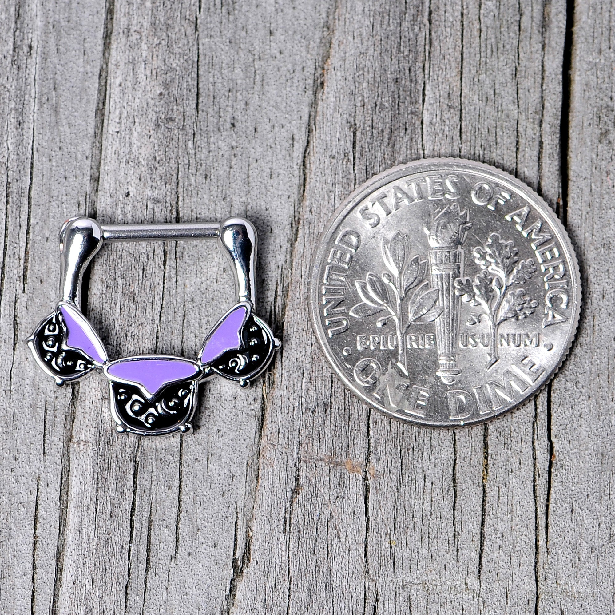 16G 3/8 Black Purple Cauldron Halloween Cartilage Clicker
