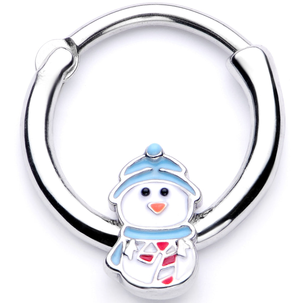 16G 3/8 Snowman Winter Holiday Christmas Septum Clicker