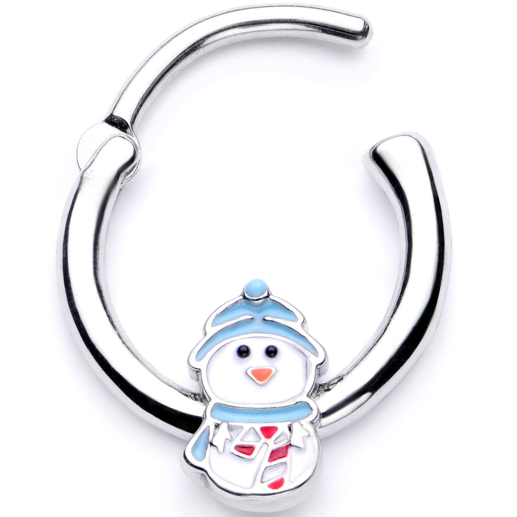 16G 3/8 Snowman Winter Holiday Christmas Septum Clicker