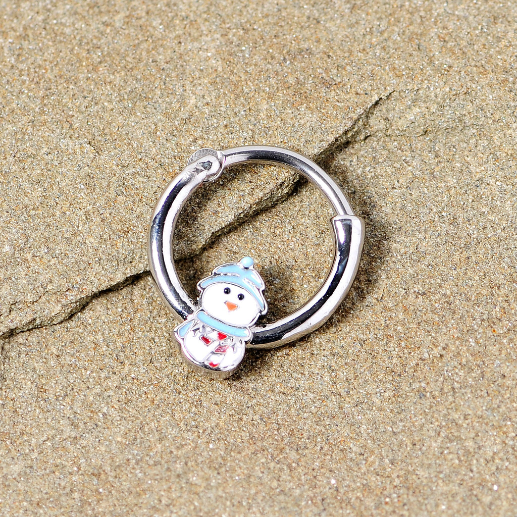 16G 3/8 Snowman Winter Holiday Christmas Septum Clicker