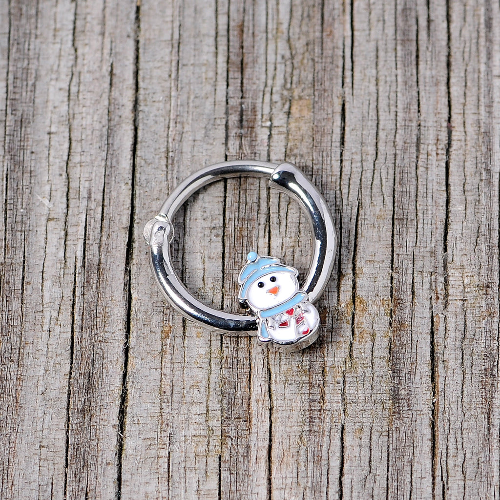 16G 3/8 Snowman Winter Holiday Christmas Septum Clicker