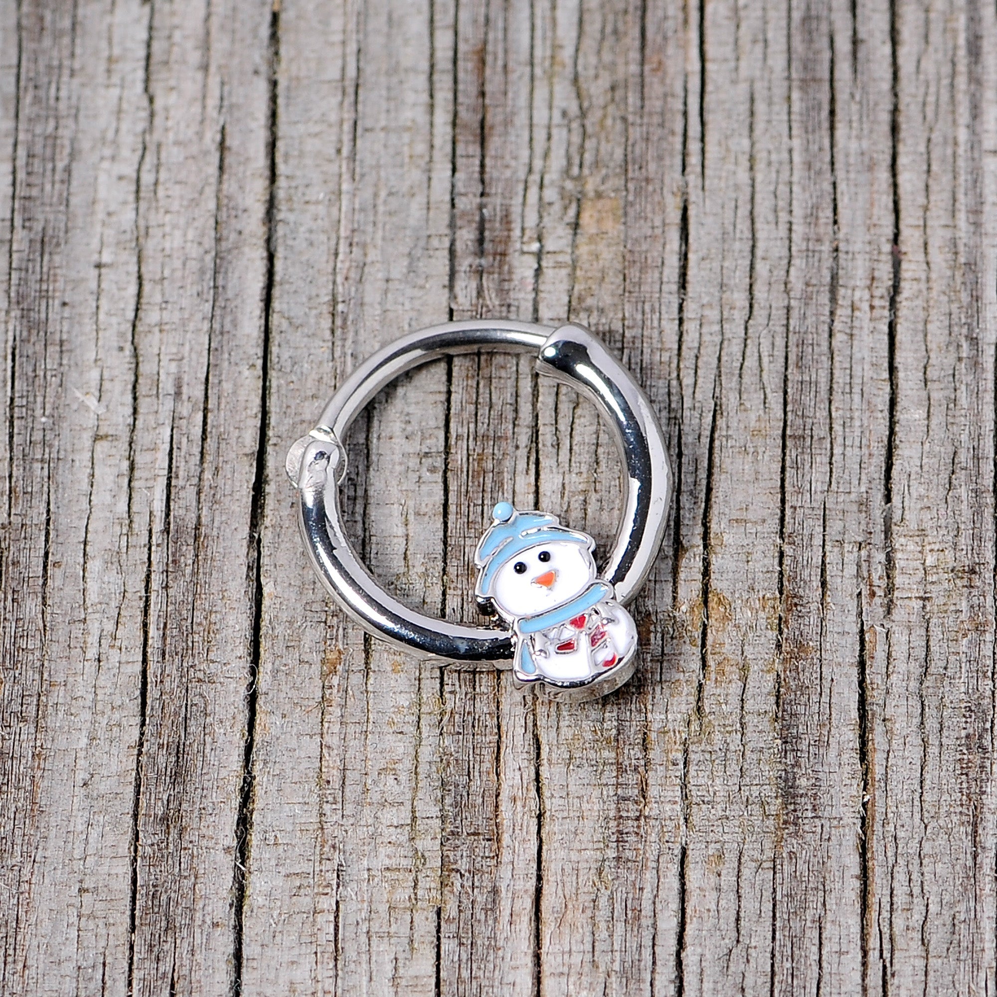 16G 3/8 Snowman Winter Holiday Christmas Septum Clicker