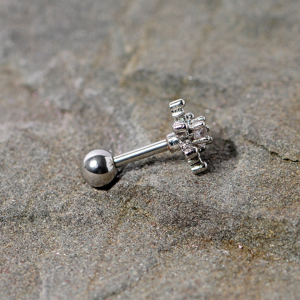 16G 1/4 Clear Gem Winter Snowflake Cartilage Tragus