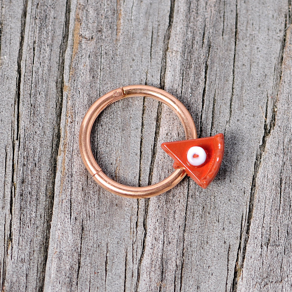 16G 3/8 Rose Gold Tone Pumpkin Pie Holiday Hinged Segment Ring