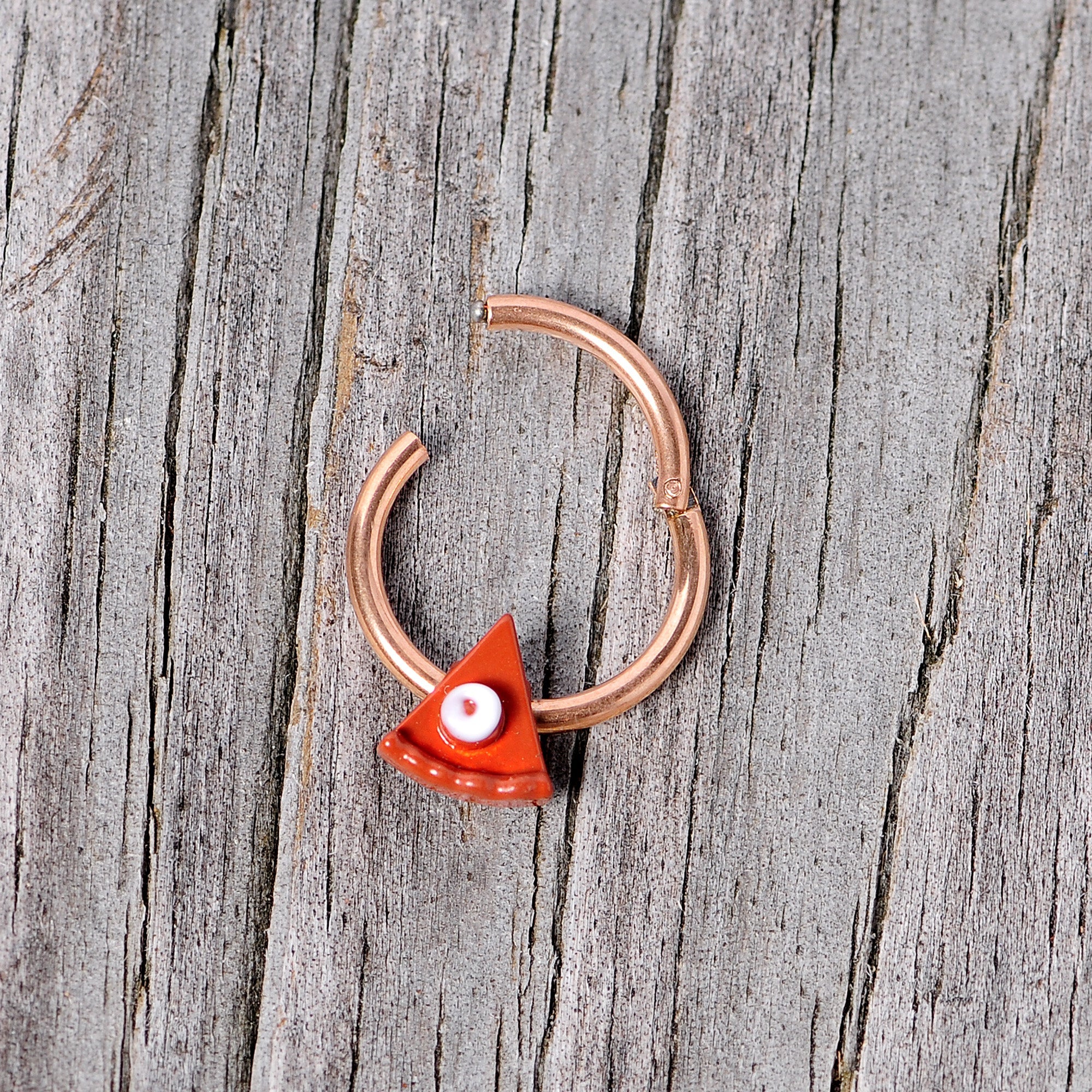 16G 3/8 Rose Gold Tone Pumpkin Pie Holiday Hinged Segment Ring