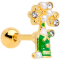 16G 1/4 Clear Gem Gold Tone Champagne Cartilage Tragus