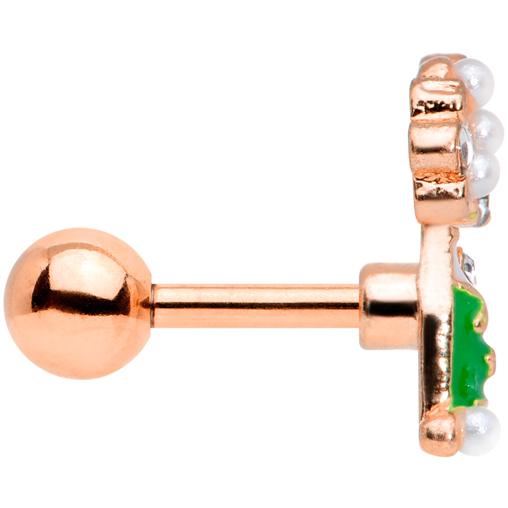 16G 1/4 Clear Gem Rose Gold Tone Champagne Cartilage Tragus