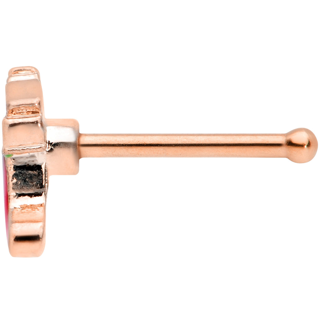20G 7mm Rose Gold Tone Red White Christmas Stocking Nose Bone