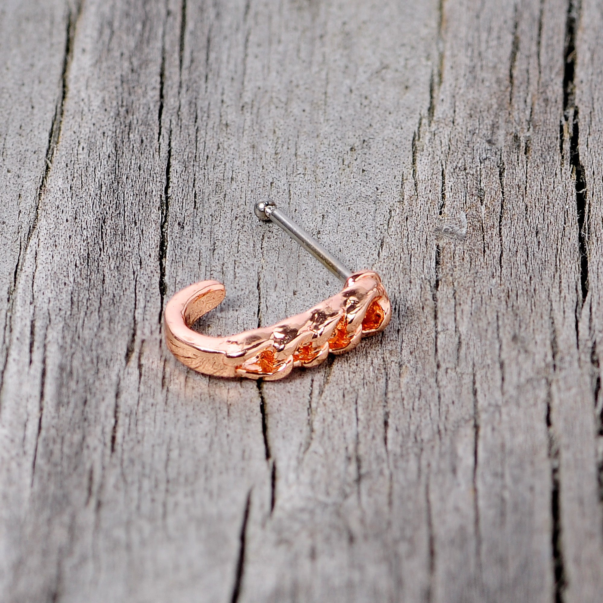 20G 3/8 Rose Gold Tone Chain Link Faux Hoop Nose Bone