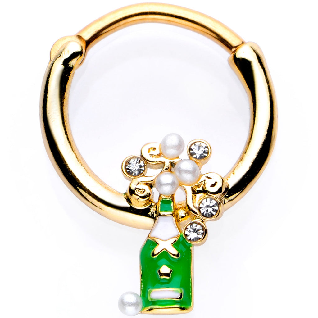 16G 3/8 Clear Gem Gold Tone Champagne Holiday Septum Clicker