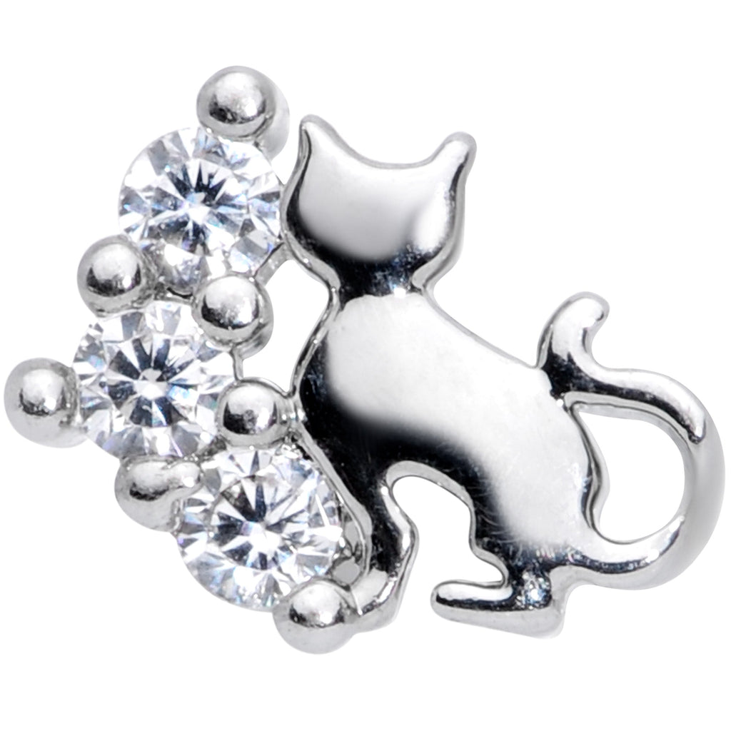 16G 1/4 Clear CZ Gem Curve Cat Cartilage Tragus Earring