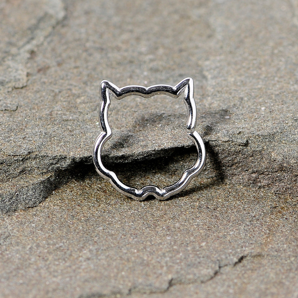 16G 3/8 Steel Barn Owl Halloween Cartilage Closure Ring