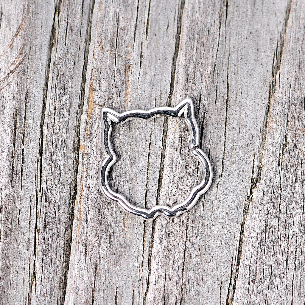 16G 3/8 Steel Barn Owl Halloween Cartilage Closure Ring