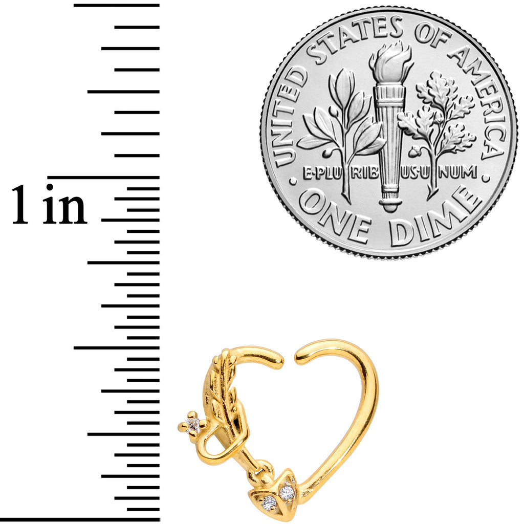 16G 3/8 Clear CZ Gem Arrow Heart Right Heart Closure Ring