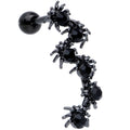 16G 1/4 Black CZ Gem Black Spider Halloween Cartilage Tragus