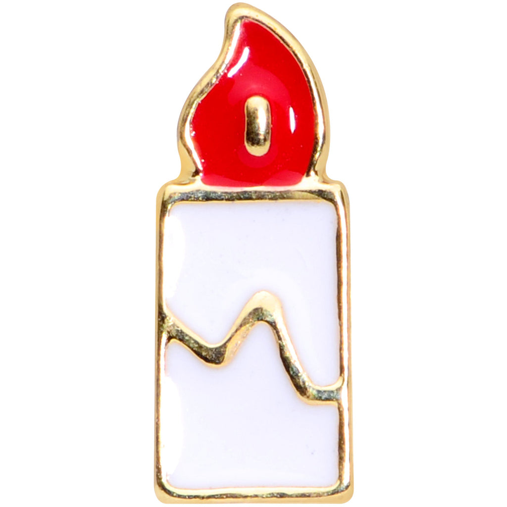 16G 1/4 Gold Tone Holiday Candle Cartilage Tragus Earring