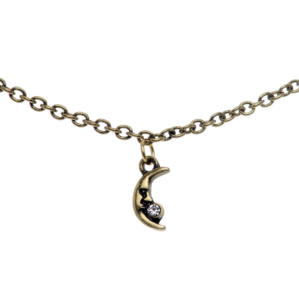 14G Clear Gem Gold Tone Moon Mermaid Nipple Shield Dangle Chain