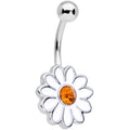 Yellow Gem White Daisy Flower Hippie Belly Ring