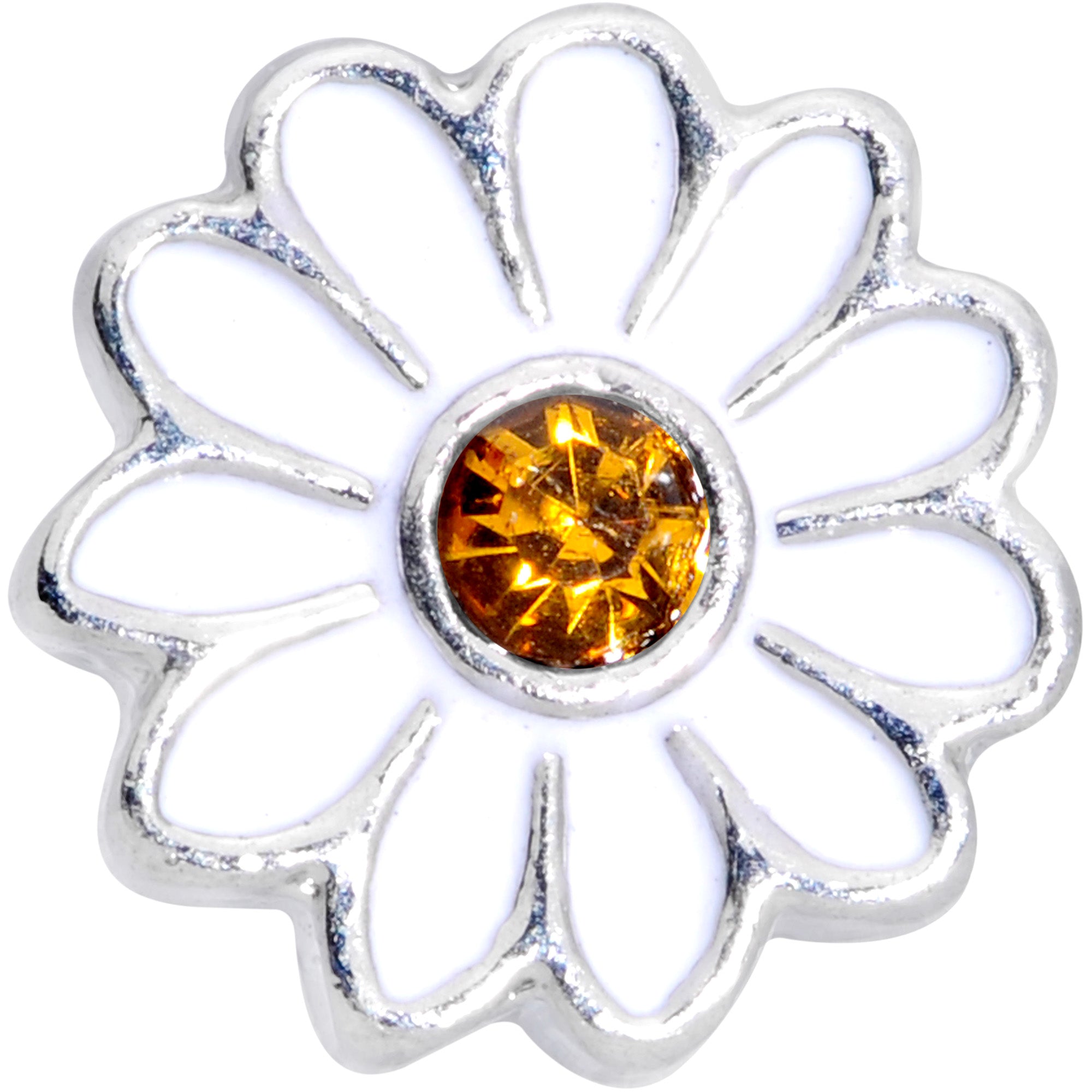 16G 1/4 Yellow Gem White Daisy Flower Hippie Cartilage Tragus