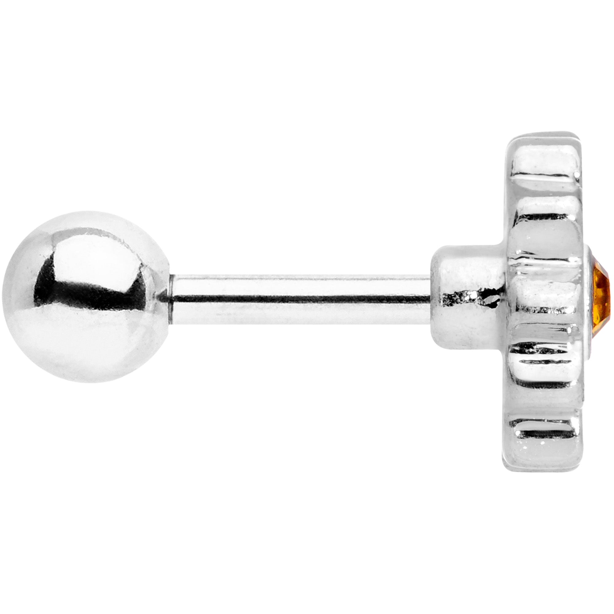 16G 1/4 Yellow Gem White Daisy Flower Hippie Cartilage Tragus