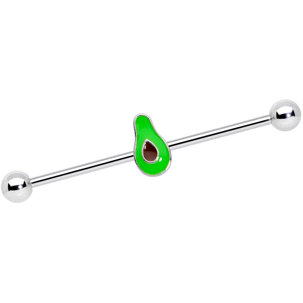 14G Green Groovy Avocado Industrial Barbell 38mm
