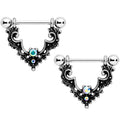 14G 9/16 Aurora Gem Baroque Bat Nipple Shield Set