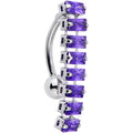 Purple CZ Gem Band of Beauty Top Mount Belly Ring
