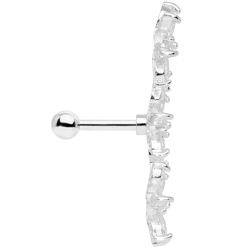 16G 1/4 Clear CZ Gem Tri Flower Cartilage