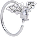 20G 5/16 Clear White Accent Bat Halloween Nose Hoop