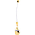 Clear Gem Gold Tone Baby Bottle Dangle Pregnancy Belly Ring