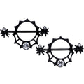 14G 24mm Clear Gem Spider Web Halloween Nipple Shield Set