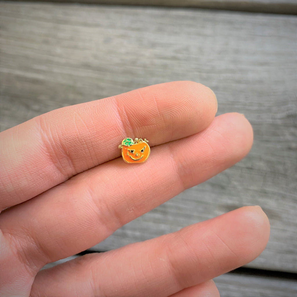 16G 5/16 Gold Tone Pumpkin Halloween Labret Monore Tragus