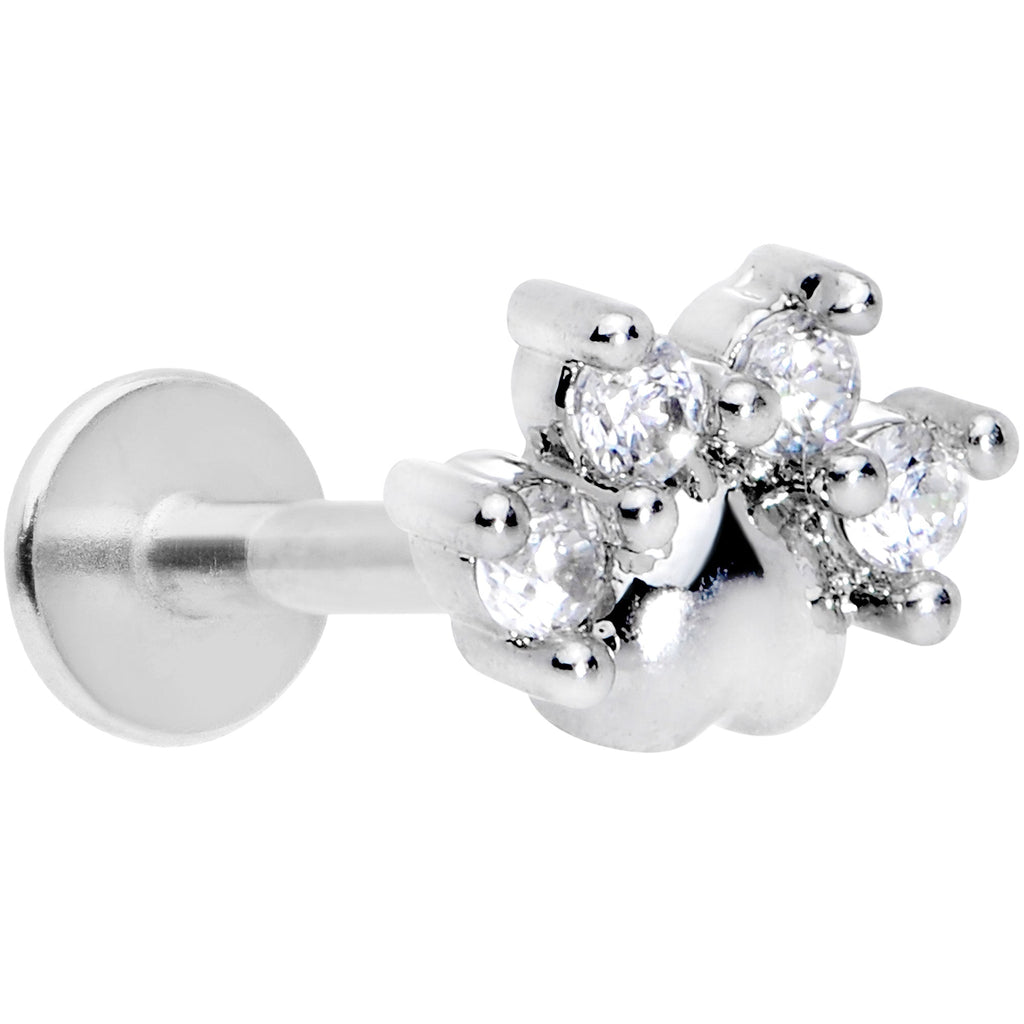 16G 5/16 Clear CZ Gem Paw Print Cat Labret Monroe Tragus