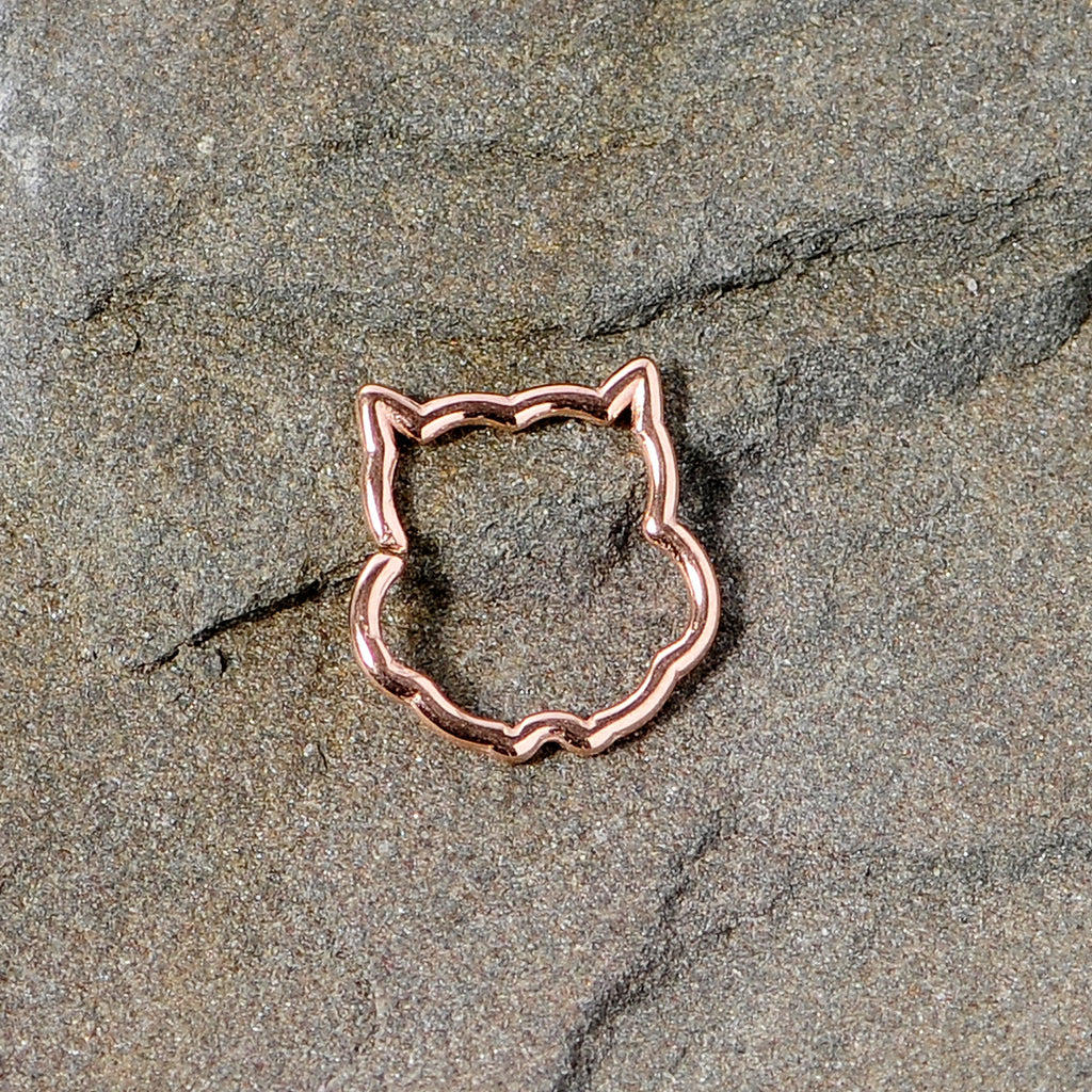 16G 3/8 Rose Gold Tone Barn Owl Halloween Closure Ring