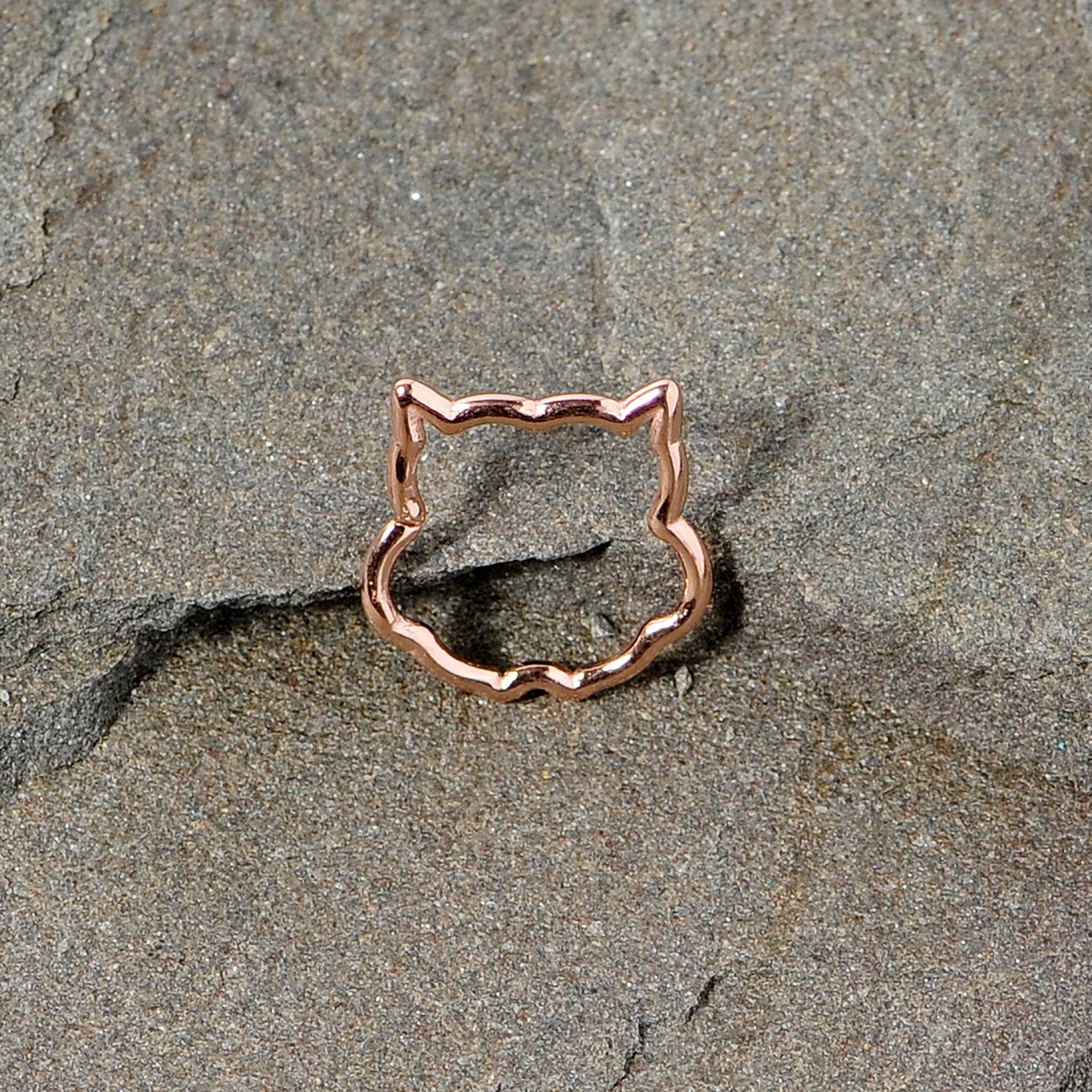 16G 3/8 Rose Gold Tone Barn Owl Halloween Closure Ring