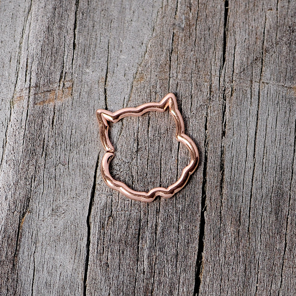 16G 3/8 Rose Gold Tone Barn Owl Halloween Closure Ring