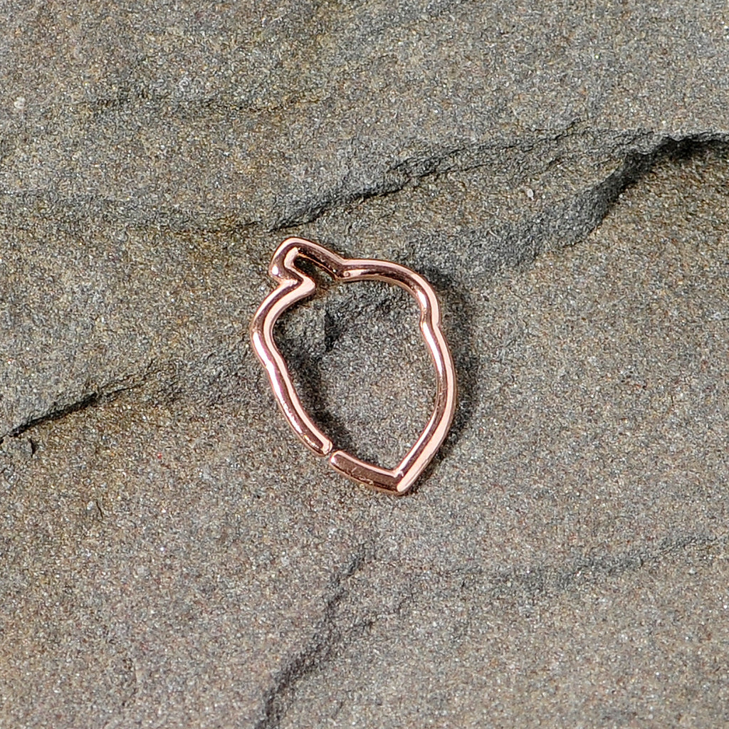 16G 3/8 Rose Gold Tone Autumn Acorn Closure Ring