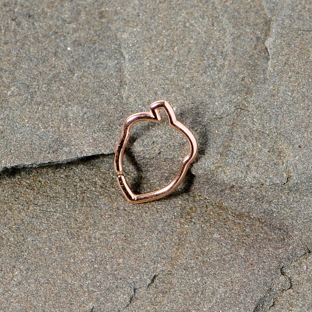 16G 3/8 Rose Gold Tone Autumn Acorn Closure Ring