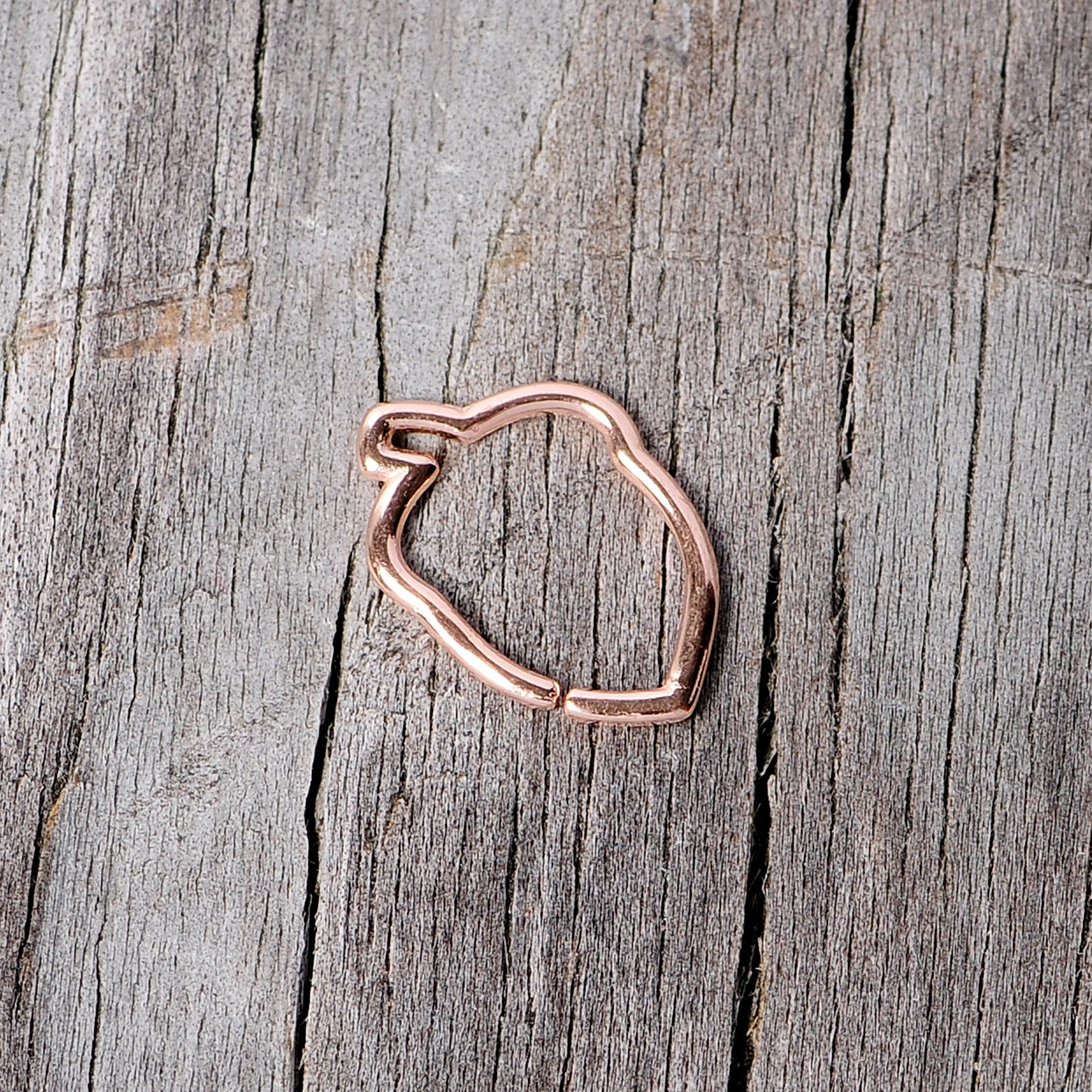 16G 3/8 Rose Gold Tone Autumn Acorn Closure Ring
