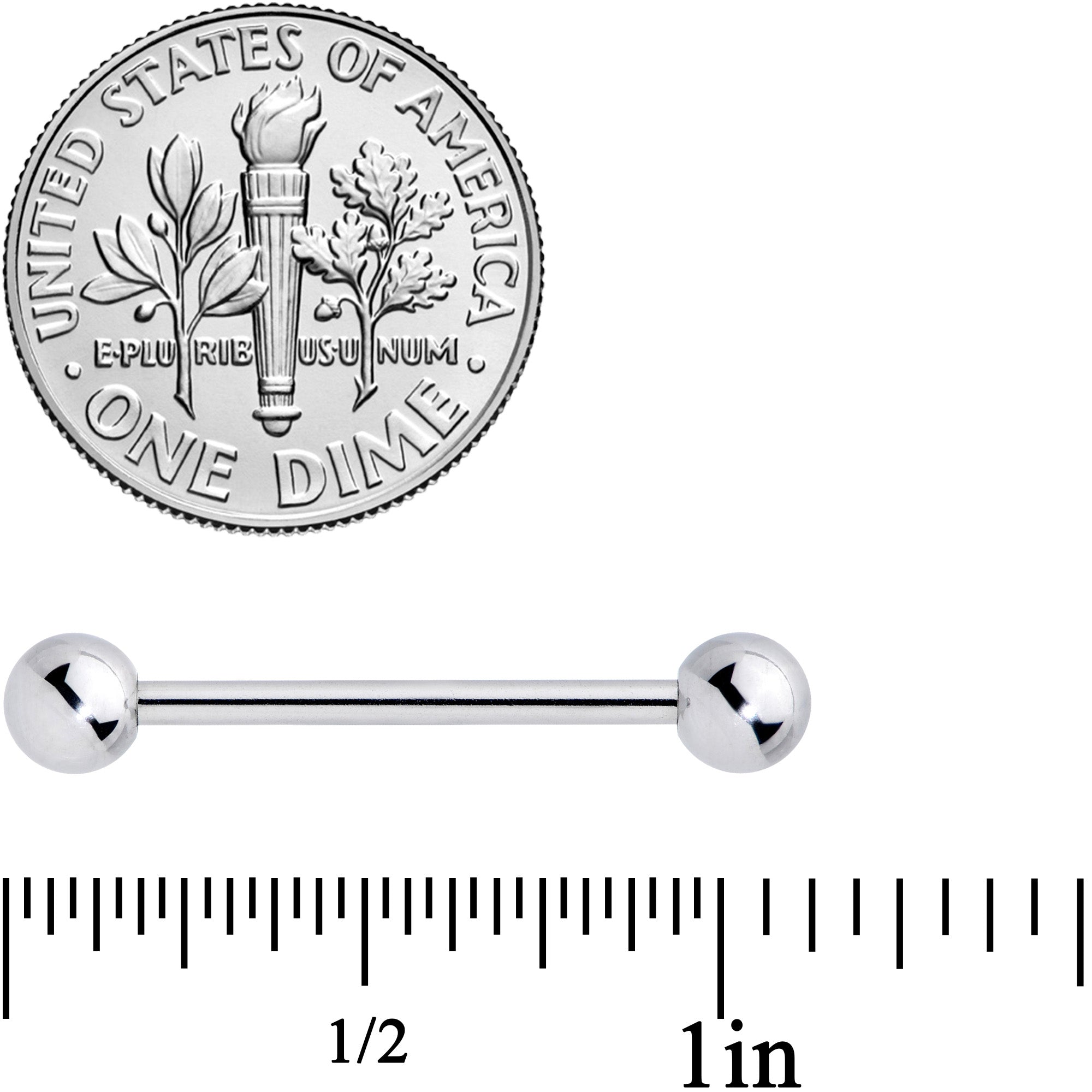 14G 3/4 Stainless Steel Extra Long Barbell Tongue Ring