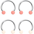 16G 3/8 Peaches Cream Matte Horseshoe Circular Barbell Set of 4