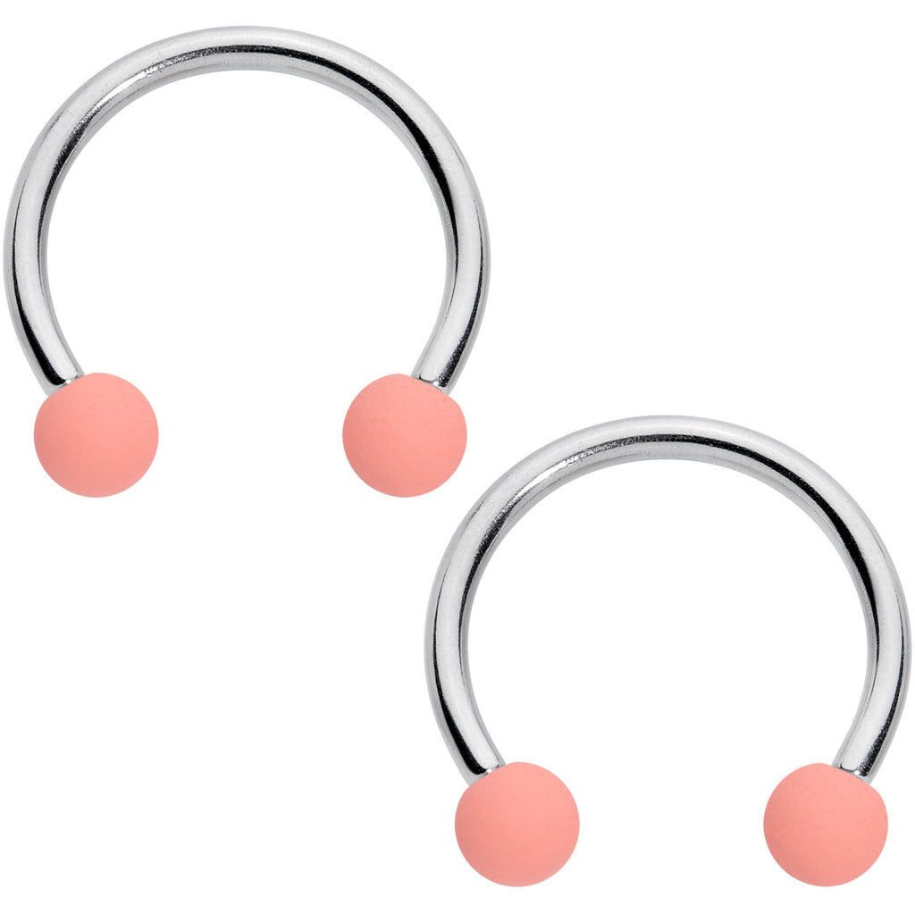 16G 3/8 Peaches Cream Matte Horseshoe Circular Barbell Set of 4