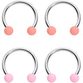 16G 3/8 Pink Peach Matte Horseshoe Circular Barbell Set of 4