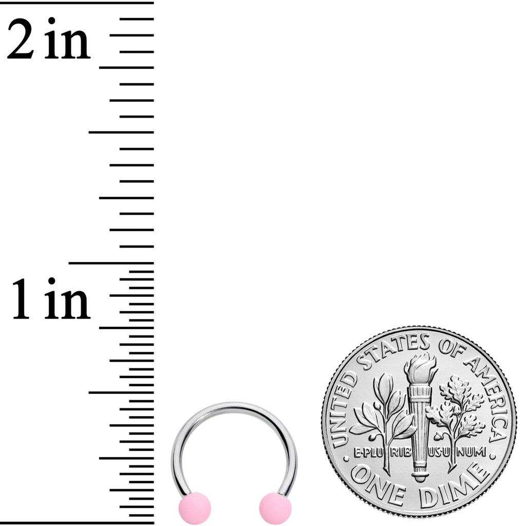 16G 3/8 Pink Peach Matte Horseshoe Circular Barbell Set of 4