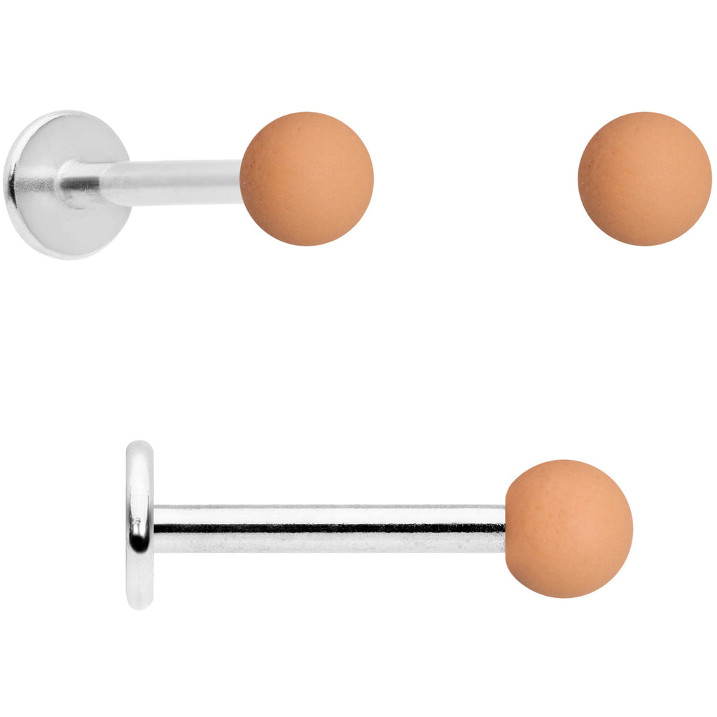 16G 5/16 Peach Brown White Matte Labret Monroe Tragus Set of 4