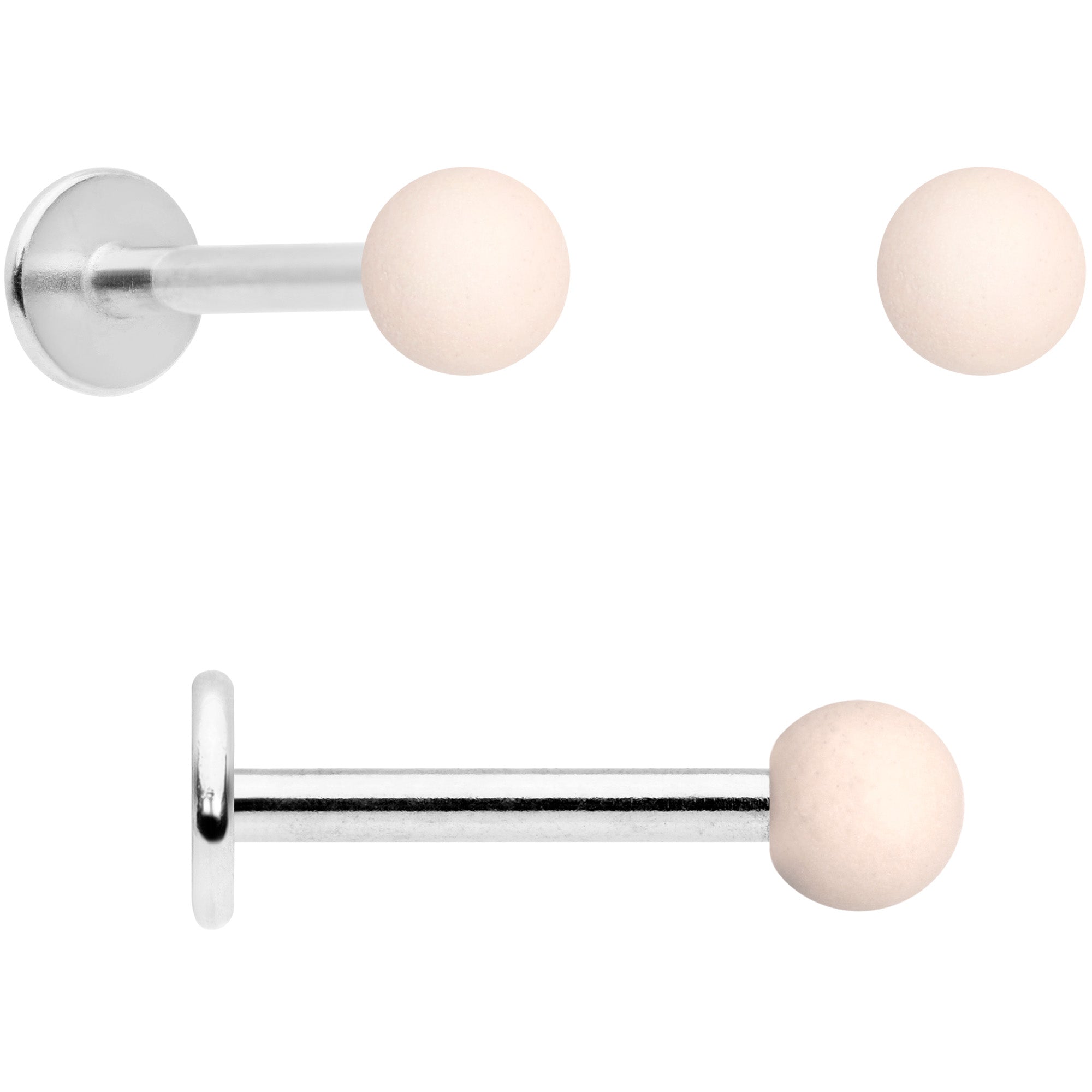 16G 5/16 Peach Brown White Matte Labret Monroe Tragus Set of 4