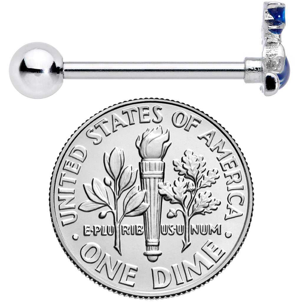 Blue Spooky Halloween Witch Barbell Tongue Ring
