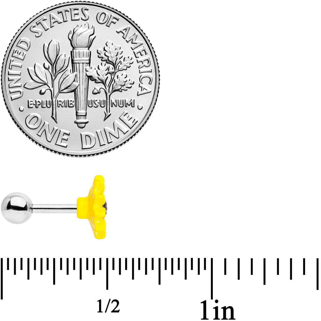 16G 1/4 Yellow Sunflower Cartilage Tragus Earring